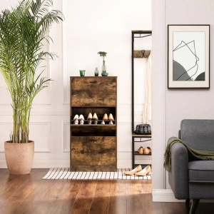 Pantofar Vasagle LBC030X01 – dulap încălțăminte maro, 3 compartimente (60×24×120 cm)