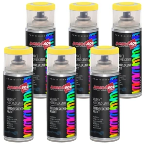 Set 6x Spray Vopsea Email Fluorescent / Luminescent Galben Semnalizare Ambro-Sol, 400ml