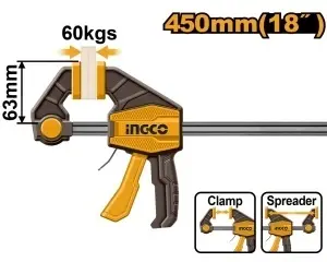 Presa rapida tip F INGCO HQBC01603, 63 x 450 mm - imagine produs 2