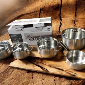 Set cratite inox, 9 piese, 1.5l, 1.9l, 2.9l, 3.6, 6l, Tarrington House pentru plite cu INDUCTIE SAU GAZ - Img 2