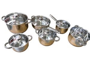 Set oale inox 12 piese Perfect Home De Luxe – compatibil inducție, cu capace sticlă - Img 5