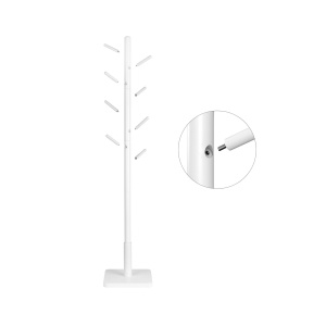 VASAGLE RCR010W02 cuier cu 8 carlige, 30 x 30 x 175 cm, lemn alb - Img 4