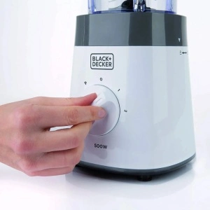 Blender Black & Decker BXJB500E – 500 W, 1.5 L, 2 trepte de viteză, alb/gri