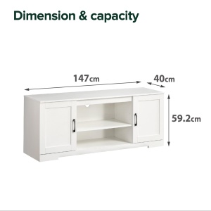 Comoda tv alb ZINUS , inchidere soft-close , 147 x 40 x 60 cm - Img 2