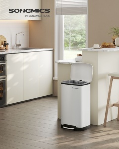 Coș de gunoi Songmics LTB01W – inox 30 L, pedală și soft-close - Img 3