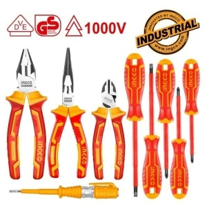 INGCO HKIST3091 – Set 9 scule electrician,surubelnite si patenti izolate la 1000 volti