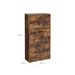 Pantofar Vasagle LBC030X01 – dulap încălțăminte maro, 3 compartimente (60×24×120 cm) - Img 5