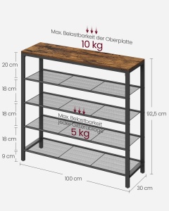 Pantofar VASAGLE LBS15BX – 4 rafturi, plasă metalică, alb, 60×24×120 cm - Img 3