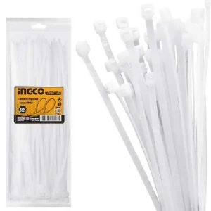 Set 100 Coliere din Plastic Albe (Șoricei) din Nailon 66 INGCO 3.6x200mm