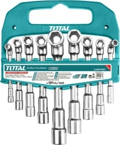 Set Chei pipa Tubulare Tip T cu Articulație TOTAL 7-19 mm - 9 Piese Profesionale pentru Service și Atelier