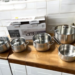 Set cratite inox, 9 piese, 1.5l, 1.9l, 2.9l, 3.6, 6l, Tarrington House pentru plite cu INDUCTIE SAU GAZ - Img 3