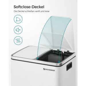 Coș de gunoi selectiv Songmics LTB30WT – metalic, 2×15 L, capacitate 30 L - Img 5