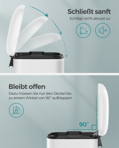 Coș de gunoi Songmics LTB01W – inox 30 L, pedală și soft-close - Img 4