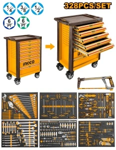 Dulap de Scule Profesional 328 Piese, 7 Sertare, cu Roți, Ingco HTCS273281