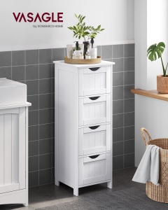 Dulap depozitare pentru baie Vasagle LHC40W – 4 sertare, alb mat, compact (30x29x83 cm) - Img 3