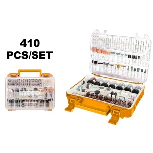 Set Accesorii pentru Biax și Mini Freză 410 Piese – Kit Profesional pentru Tăiere, Șlefuire, Lustruire și Gravare Ingco