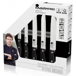 Set cuțite Masterproo BGMP-4330, 5 piese, oțel inoxidabil, cu suport magnetic – Eleganță și funcționalitate în bucătăria ta - Img 2