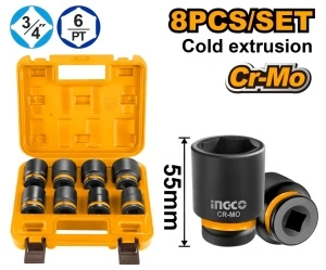 Trusa tubulare de impact INGCO HKISSD34081, 3/4 inch, 8 piese