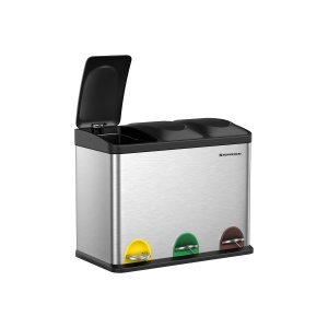 Coș de gunoi inox 3 compartimente Songmics LTB45L – 45L, cu găleți interioare detașabile - Img 2