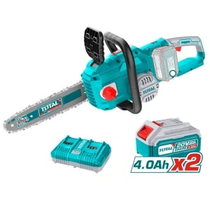 Drujbă cu Acumulator TOTAL 40 Volti Premium, Lamă 40 cm , Motor Fără Perii, 2 Baterii