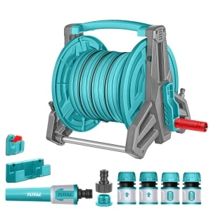 Tambur cu Furtun Grădină 20m, Accesorii și Pistol Total THHR20124