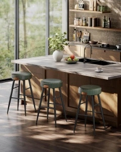 Set 2 Scaune de Bar Vasagle LBC080C01 – Maro, 63 cm Înălțime, Picioare Metalice