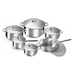 Set oale inox 12 piese Perfect Home De Luxe – compatibil inducție, cu capace sticlă - Img 2