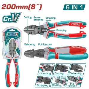 Total Clește Multifuncțional 6‑în‑1 Industrial – 200 mm, Cr‑V, maner ergonomic