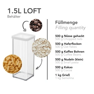 Cutie depozitare Rotho LOFT 1,5 L – recipient etanș pentru alimente proaspete
