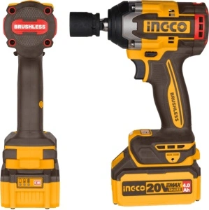 Filetantă cu Impact Ingco 20V Brushless 1/2", 500 Nm, cu 2 Acumulatori 4.0Ah