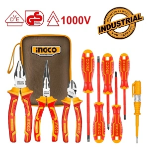 INGCO HKIST3091 – Set 9 scule electrician,surubelnite si patenti izolate la 1000 volti