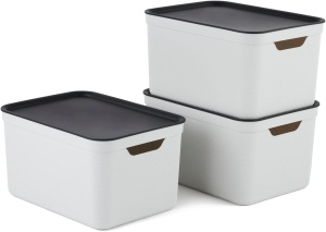 Set 3 cutii depozitare Rotho Jive 16 L – plastic reciclabil, stivuibile - Img 1
