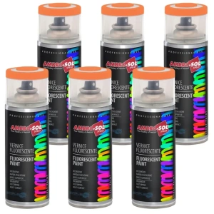 Set 6x Spray Vopsea Email Fluorescent / Luminescent Roșu Semnalizare Ambro-Sol, 400ml