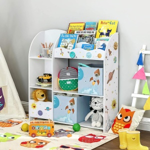 Songmics GKR42WT Raft Organizator Jucării pentru Copii – Raft Funcțional și Spațios 93 x 30 x 100 cm - Img 1