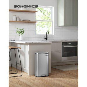 Songmics LTB03NL Coș de Gunoi Inox 30L cu Închidere Lenta – Elegant și Practic pentru Orice Bucătărie - Img 2