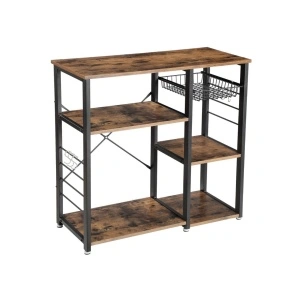 VASAGLE KKS90X Raft Bucătărie cu Cadru Metalic și Aspect Lemn 90x40x84 cm – Soluție Practică și Modernă