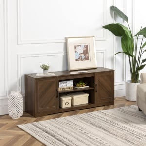 Zinus Bennett Comoda tv ,stil rustic, maro, soft-close - Img 1