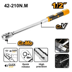 Cheie Dinamometrică Profesională 1/2", Oțel Cr-V/Cr-Mo, cu Clichet și Quick Release