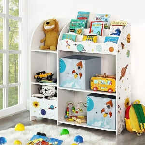Songmics GKR42WT Raft Organizator Jucării pentru Copii – Raft Funcțional și Spațios 93 x 30 x 100 cm - Img 2