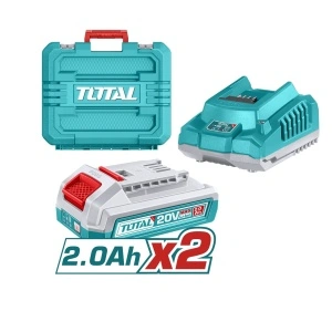 TOTAL Kit Combo 20V - Foarfecă de crengi și mini drujbă cu 2 acumulatori și încărcător
