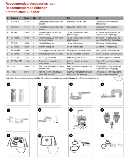 JOSAM frame press – accesorii
