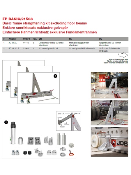 JOSAM FRAME PRESS BASIC KIT 21568 – sistem standard redresare sasie in configuratia Basic - Img 3
