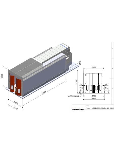 METRON MAGNUS INDUSTRIAL SEMI DOWN DRAFT 15 x 5.5 x 5 m Cabina de vopsit camioane, autobuze, barci - Img 2