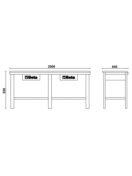 Banc de lucru cu 2 sertare C56 - Img 3