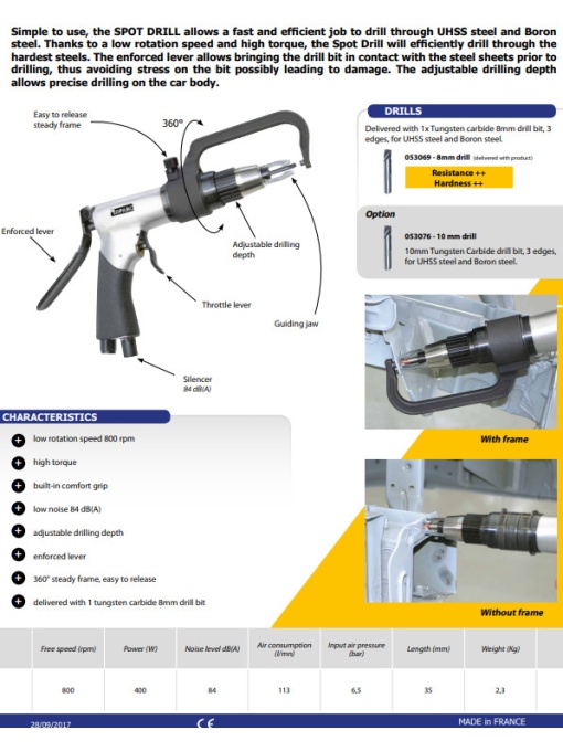 GYS PACK SPOT DRILL freza pneumatica desprindere puncte sudare - Img 4