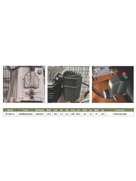 ITALYCO KP500-7.5 - compresor de aer cu piston si butelie 500 litrii - Img 2