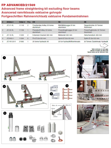 JOSAM FRAME PRESS ADVANCED KIT 21569 – sistem standard redresare sasie in configuratia Advanced - Img 3