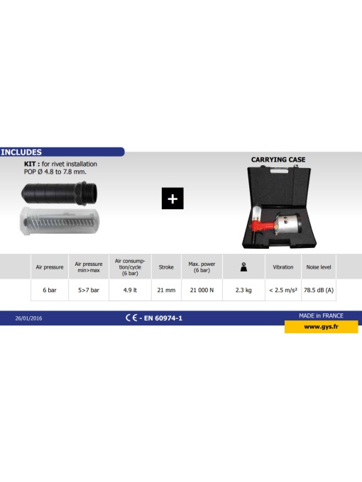 GYS HR21 dispozitiv pneumo -hidraulic pentru nituit - Img 4
