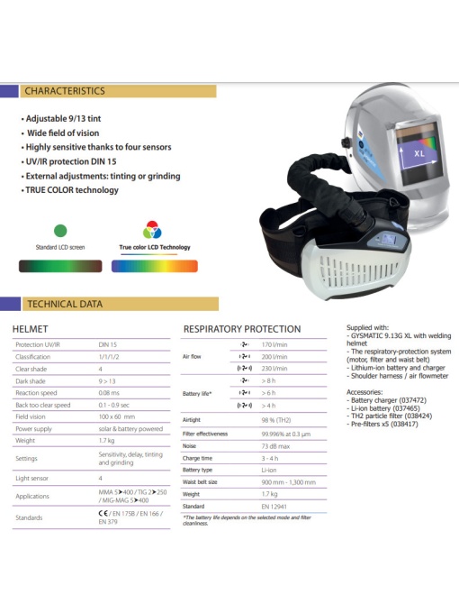 GYS GYSMATIC 9/13 G AIR TRUECOLOR masca sudare cu sistem filtrare - Img 4