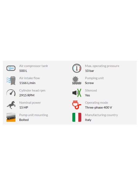 ITALYCO KV 15/500 - compresor de aer cu surub si butelie 500 litrii - Img 2